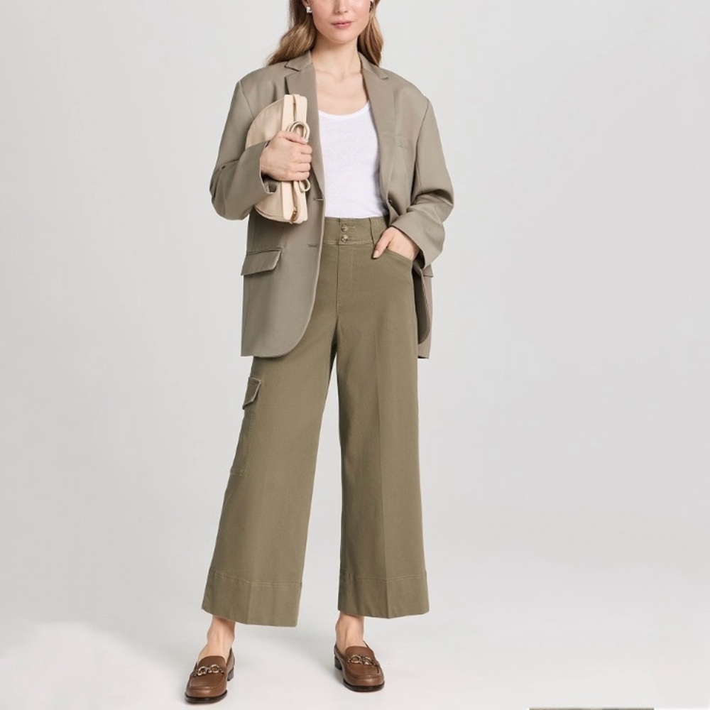 SPANX Stretch Twill Cropped Cargo Trouser In Spanish Olive size Medium - Picture 5 of 13